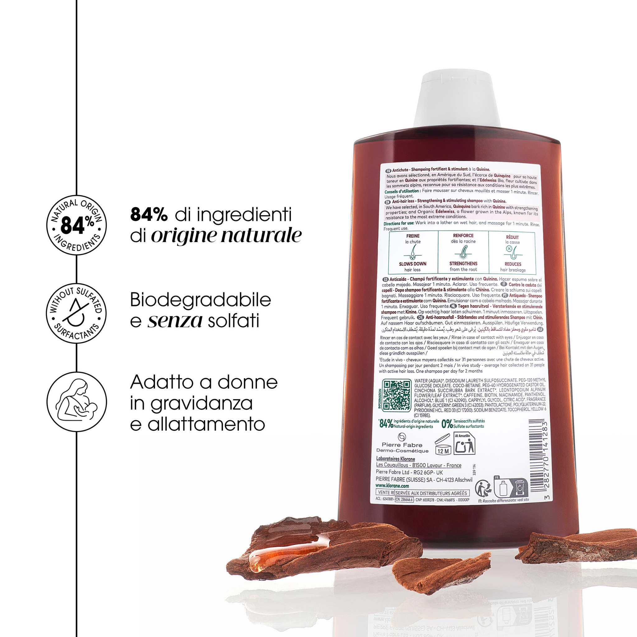Klorane Shampoo alla Chinina E Stella Alpina Bio Caduta Capelli 200ml