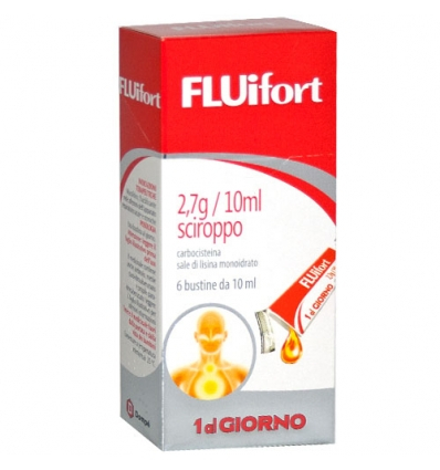 Fluifort Sciroppo - Mucolitico con 2.7 g /10 ml di Carbocisteina - 6 bustine monodose