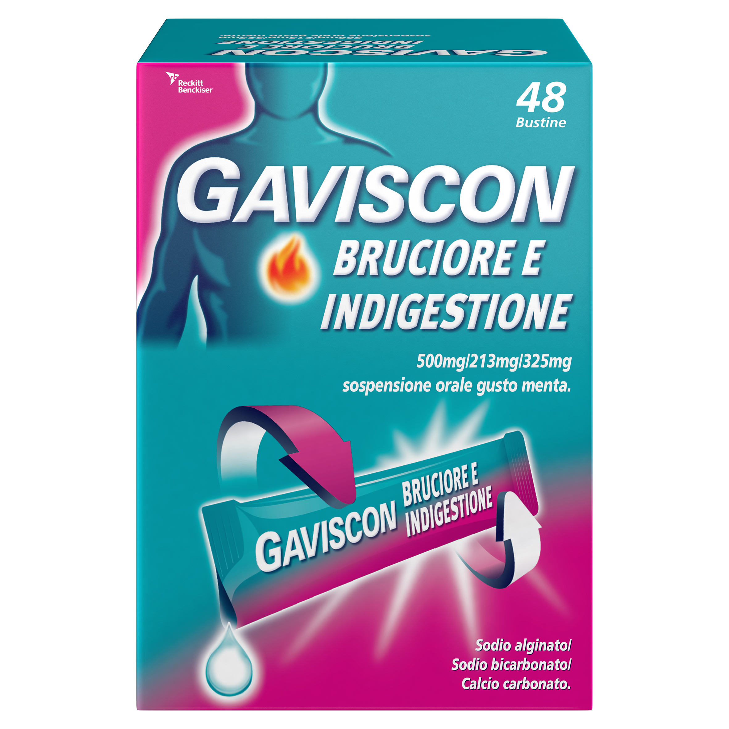 GAVISCON  BRUCIORE&INDIGESTIONE 48 BUSTINE 10ML contro sintomi del reflusso gastroesofageo, indigestione, bruciore e acidità di stomaco 