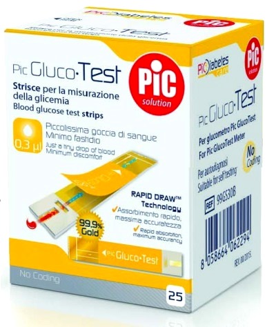 Pic GLUCOTEST - Strisce per controllo della glicemia - 25 pezzi