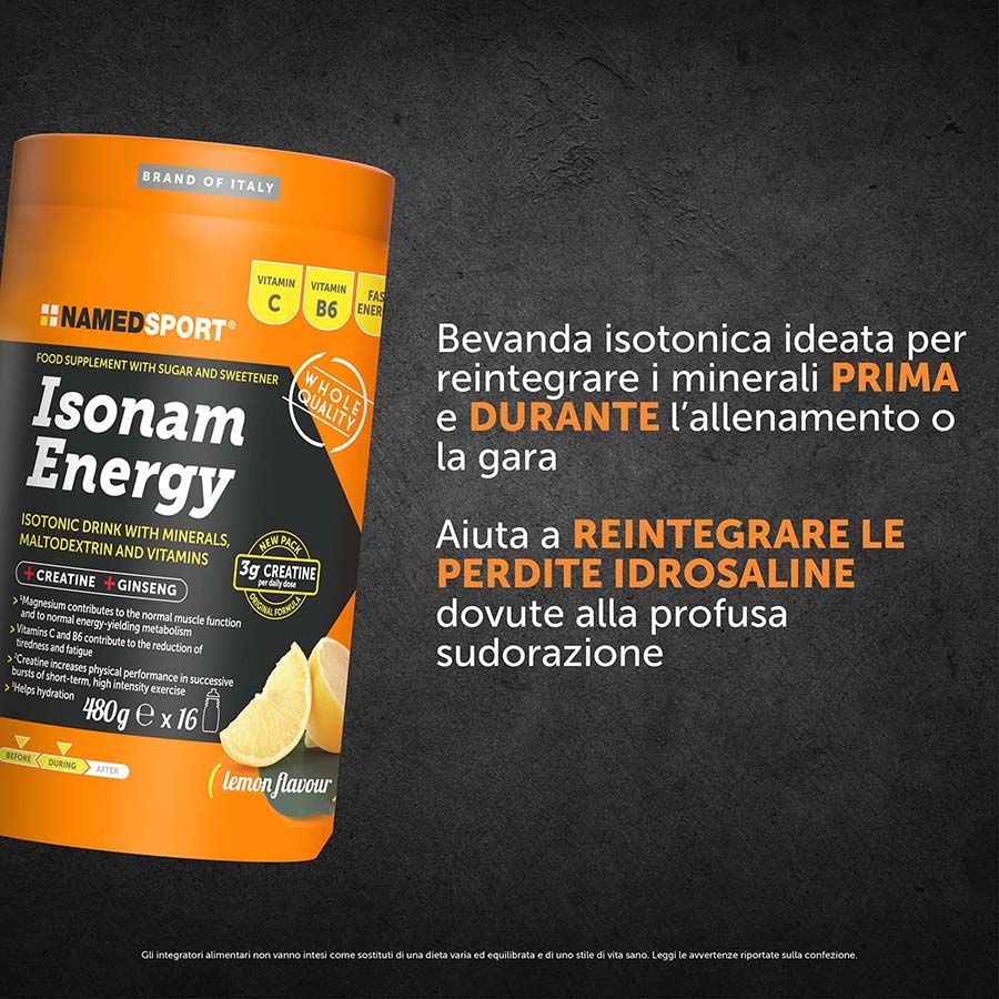 Named Sport Isonam Energy - Integratore Energizzante Gusto Lemon 480 g