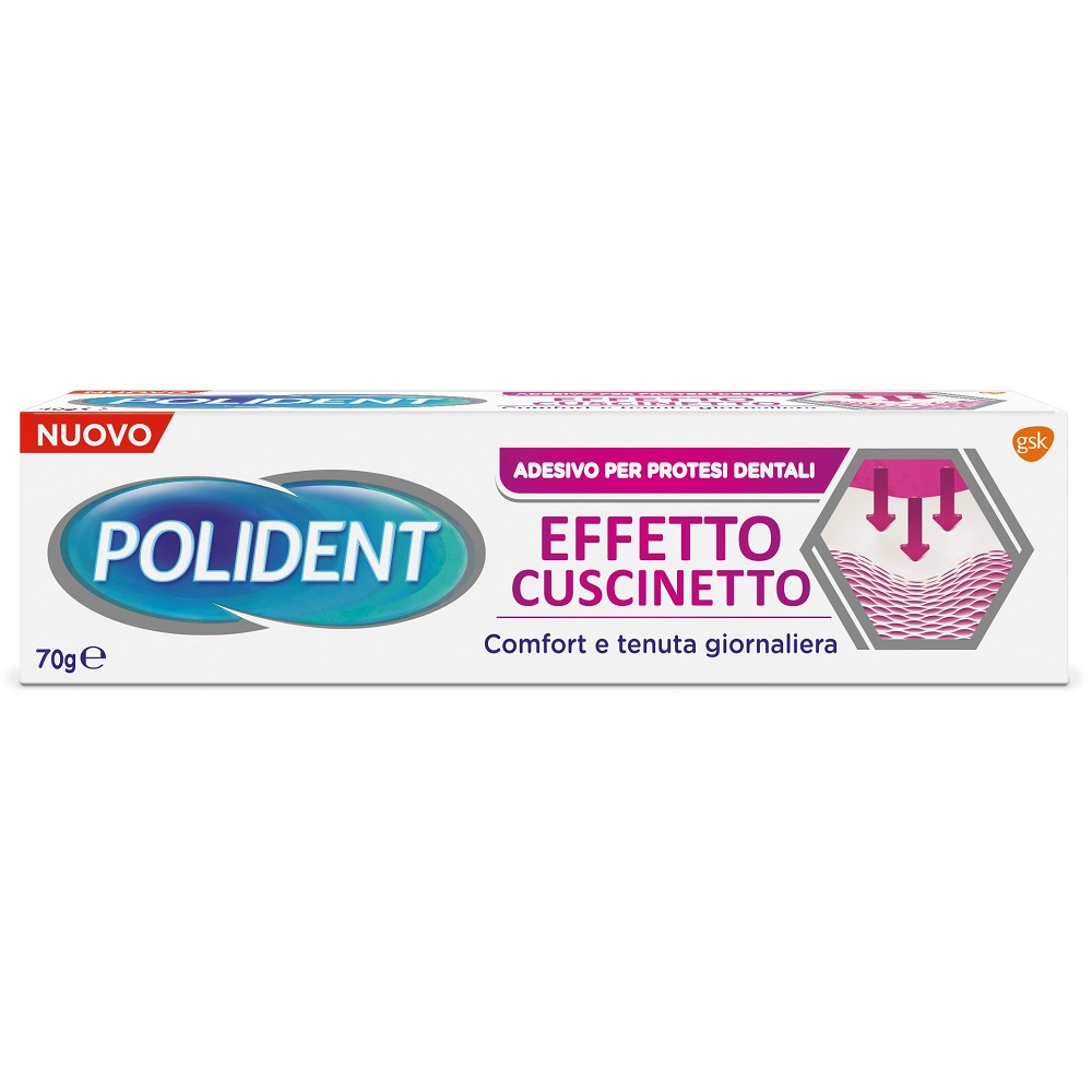 Polident Effetto Cuscinetto Adesivo per Protesi Dentale Comfort e Tenuta Giornaliera Gel 70 gr