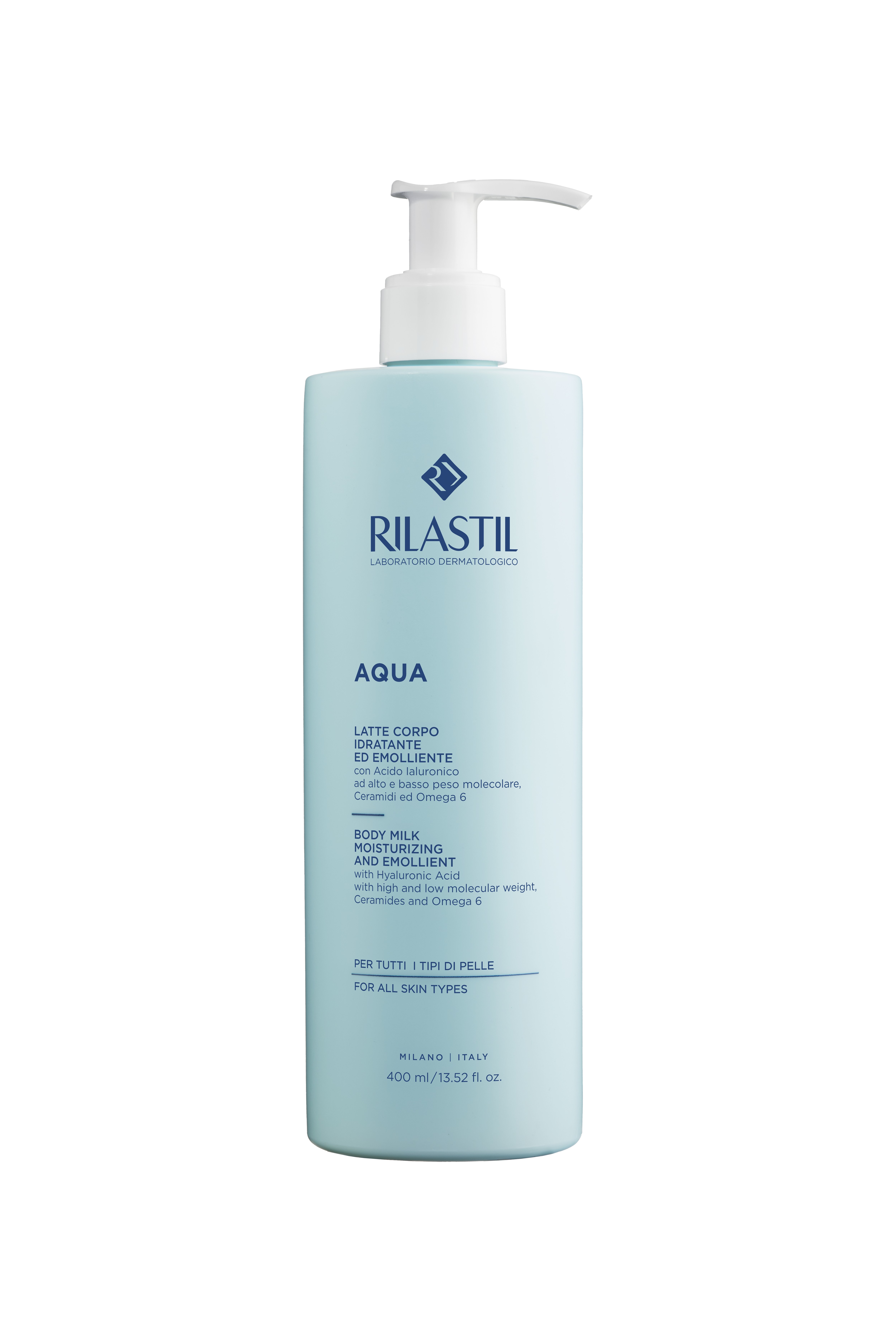 Rilastil Aqua - Latte Corpo Idratante Ed Emolliente Per Tutti I Tipi Di Pelle 400 ml