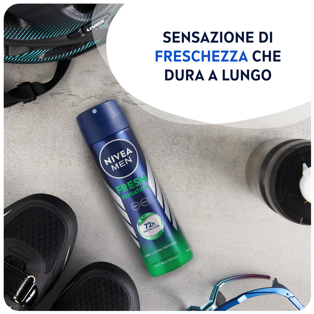 Nivea Men Fresh Sensation Deodorante Spray 150 ml, Deodorante uomo spray per una protezione 72h