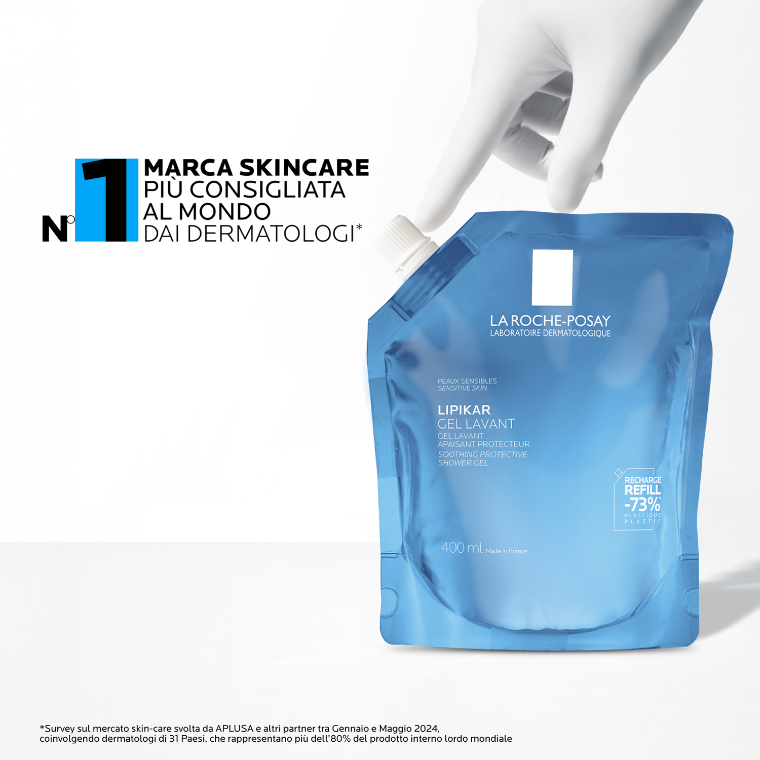 La Roche-Posay Lipikar - Gel Lavant Gel Doccia Detergente Delicato Per Pelle Secca E Sensibile Eco-Ricarica 400 ml