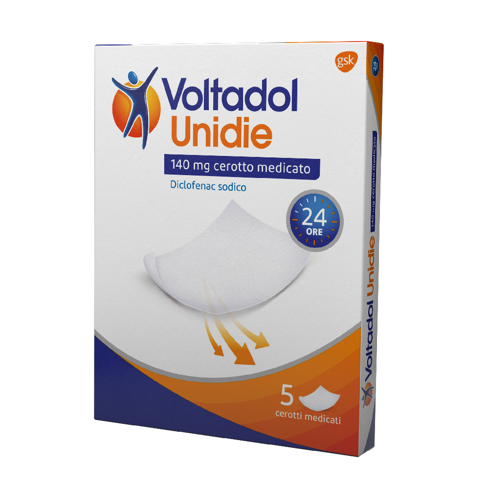 Voltadol Unidie Antifiammatorio fino a 24 ore Diclofenac Dolori Muscolari e Articolari 5 Cerotti