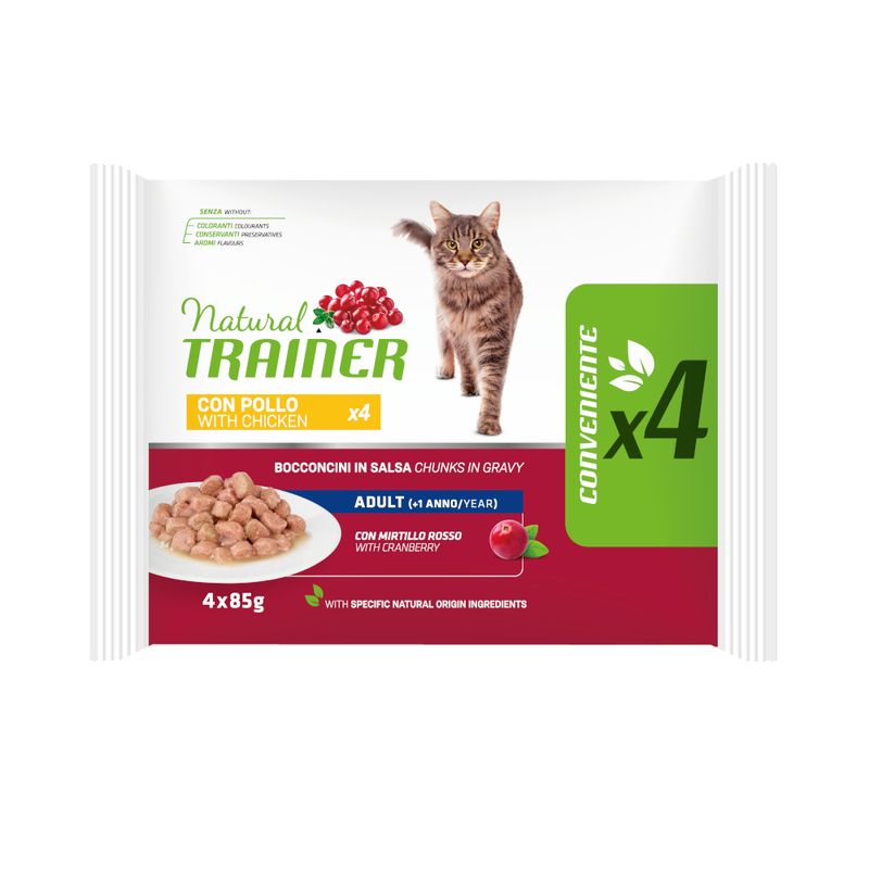 TRAINER NATURAL GATTO GRAVY (IN SALSA) ADULT POLLO 4x85GR (bustina) MULTIPACK
