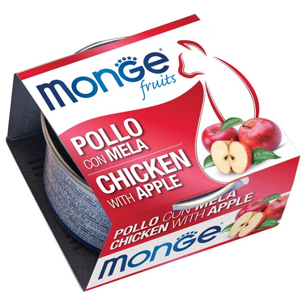 MONGE FRUITS POLLO C/MELA 80G