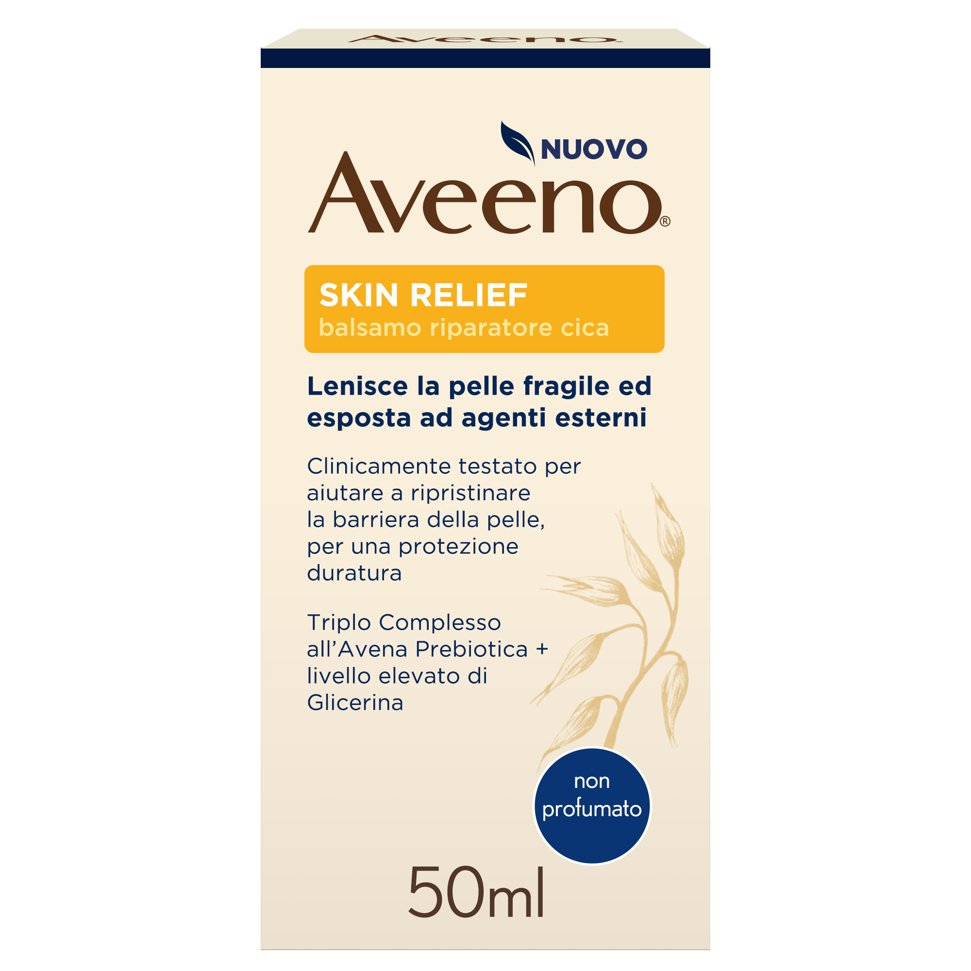 Aveeno, Balsamo Riparatore Lenitivo Cica, Skin Relief, Pelle da Secca a Molto Secca, 50ml