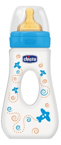 Chicco Biberon Benessere Passeggio Con Tettarella In Caucciù Boy +4m 240 ml