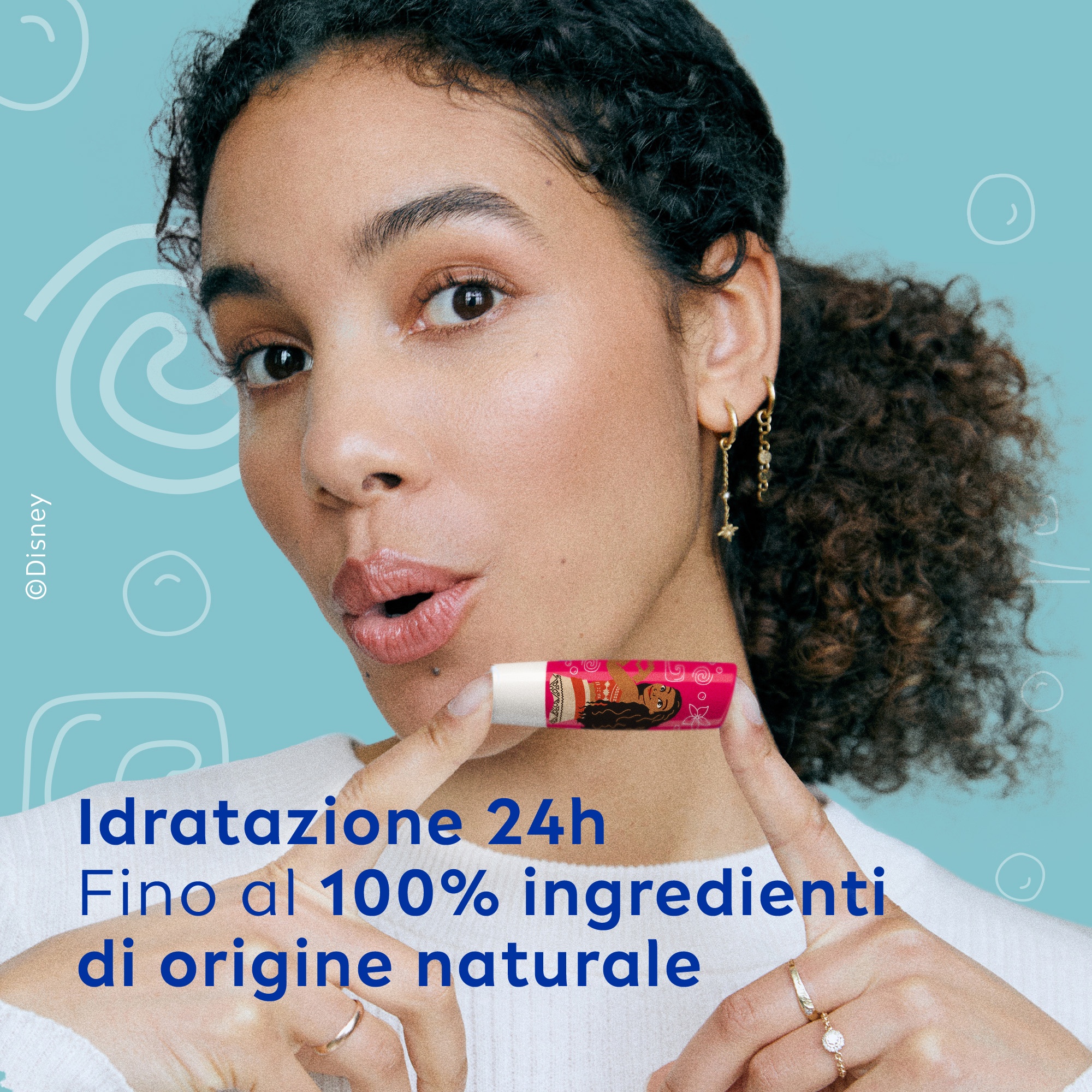 Labello Disney Princess Limited Edition - Vaiana di Oceania - Balsamo labbra colorato ad azione idratante prolungata, adatto dai 3 anni in su - Burrocacao aroma anguria, 4.8g