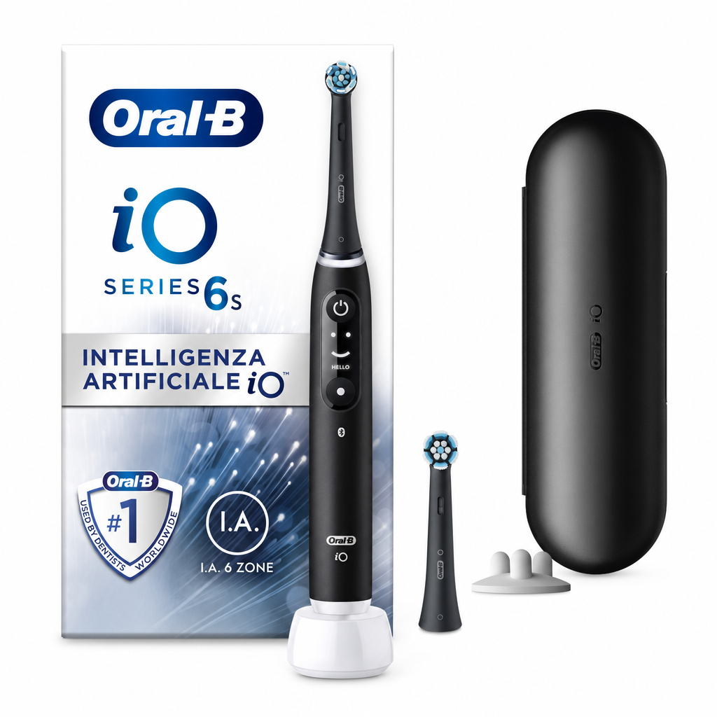 Oral-B iO6 Spazzolino Elettrico Ricaricabile Nero Con Custodia Da Viaggio