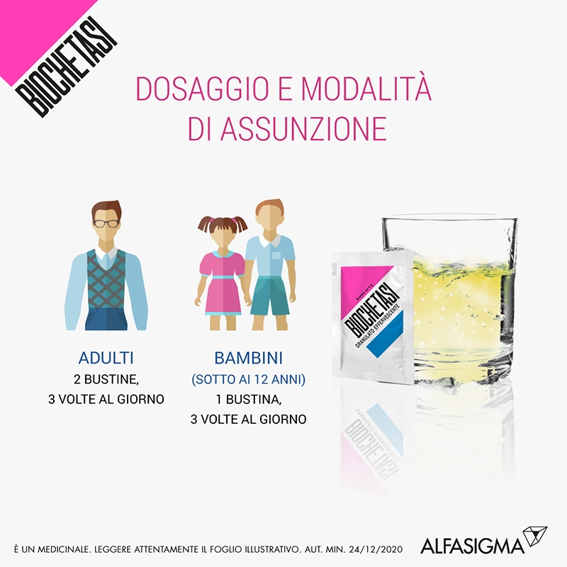 Biochetasi - Granulato effervescente contro sintomi del reflusso, acidità e bruciore di stomaco - 18 Bustine