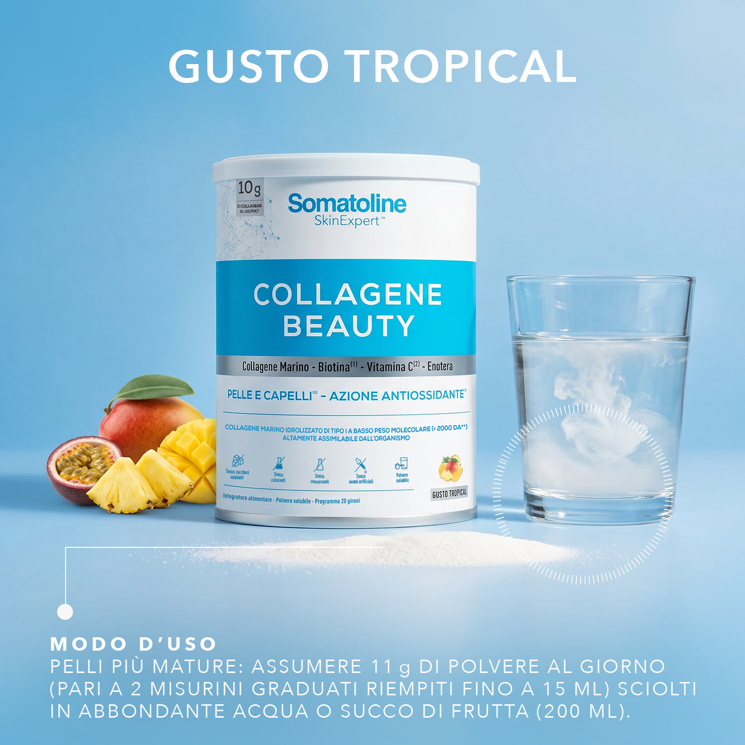Somatoline SkinExpert Collagene Beauty 198 g Gusto Tropical - Integratore Per La Pelle