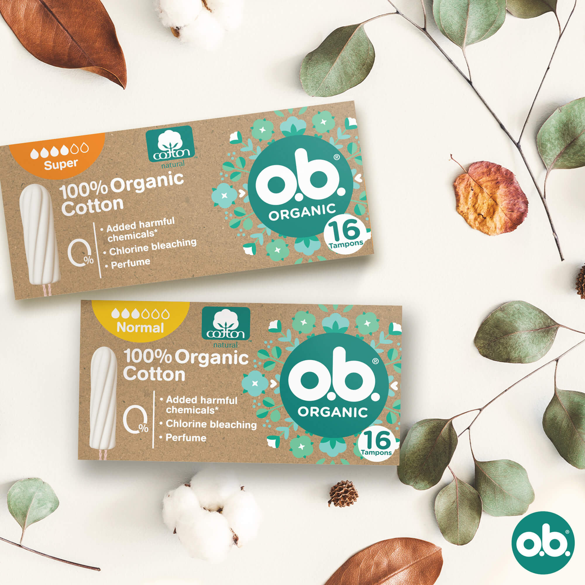 o.b. Assorbenti Interni Organic Normal 100% Cottone Biologico per flusso normale 16 tamponi