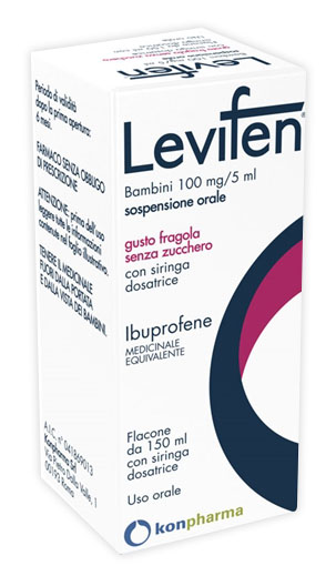 Levifen 100 mg/5 ml Ibuprofene Analgesico 150 ml Fragola