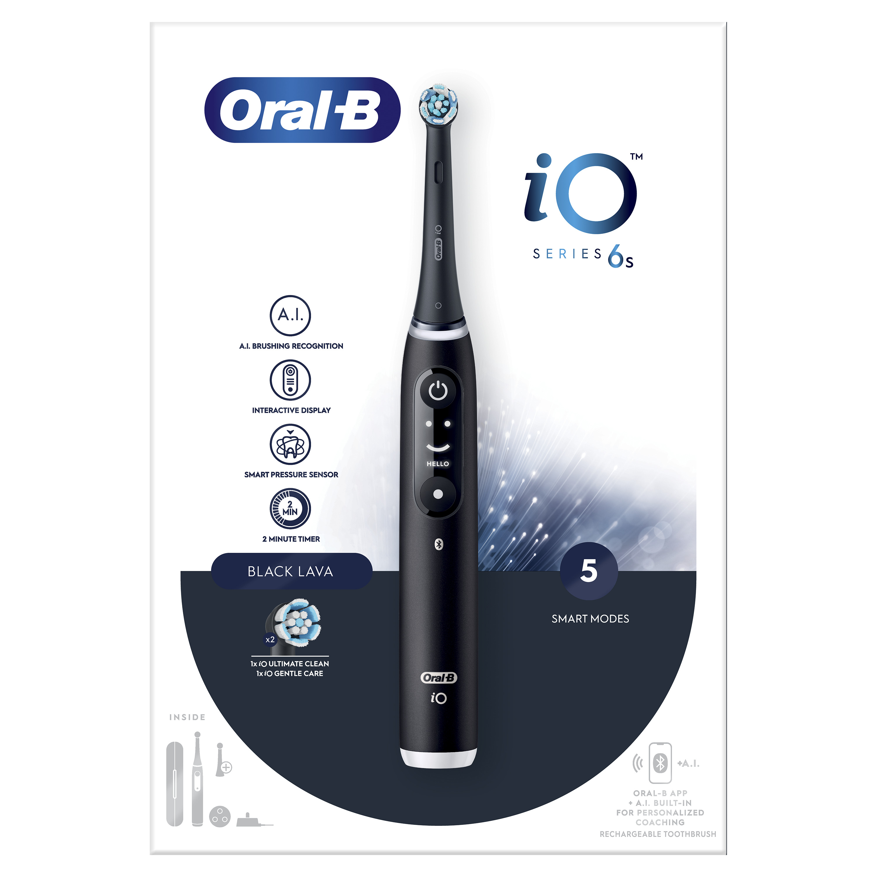 Oral-B iO6 Spazzolino Elettrico Ricaricabile Nero Con Custodia Da Viaggio