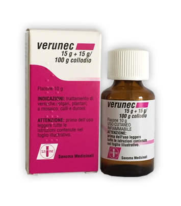 Verunec Flacone 15 gr + 15 gr/100g Collodio Verruche 10g
