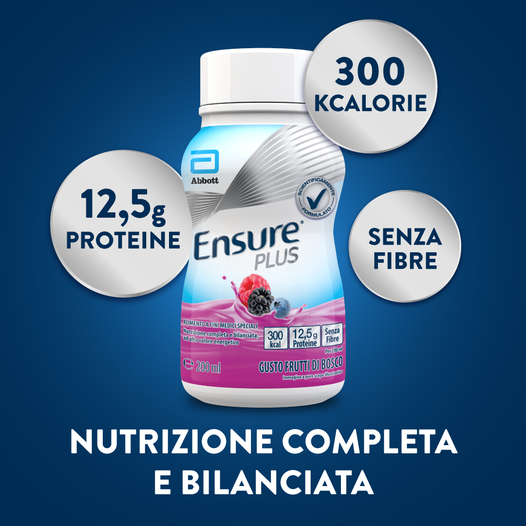 Ensure Plus Alimento a Fini Medici Speciali Ipercalorico Frutti di Bosco 4x200ml