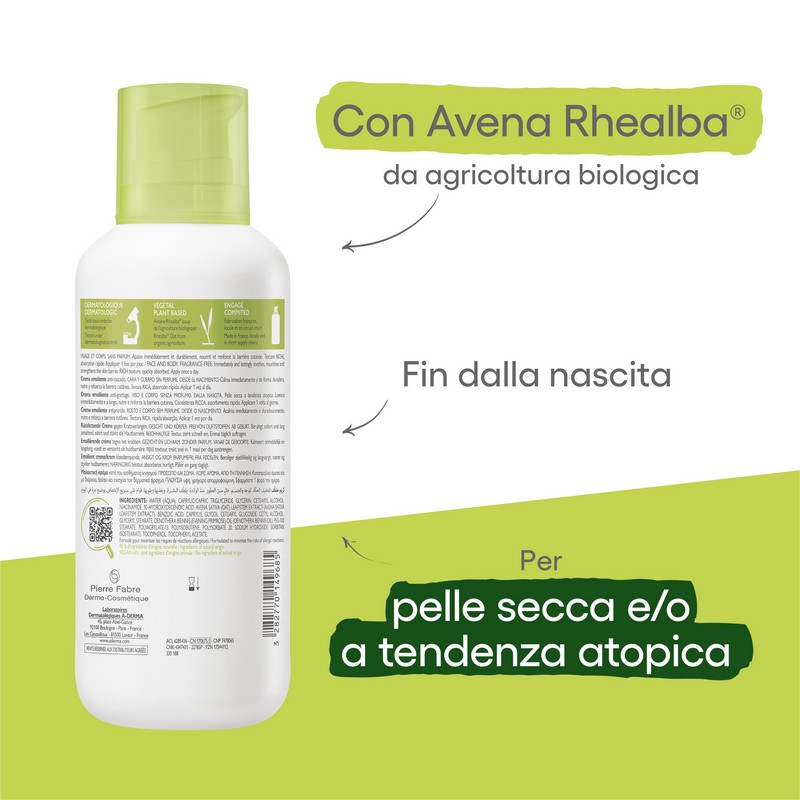 A-Derma Exomega Control Crema emolliente  “anti-grattage”, pelle secca a tendenza atopica, 400ml 