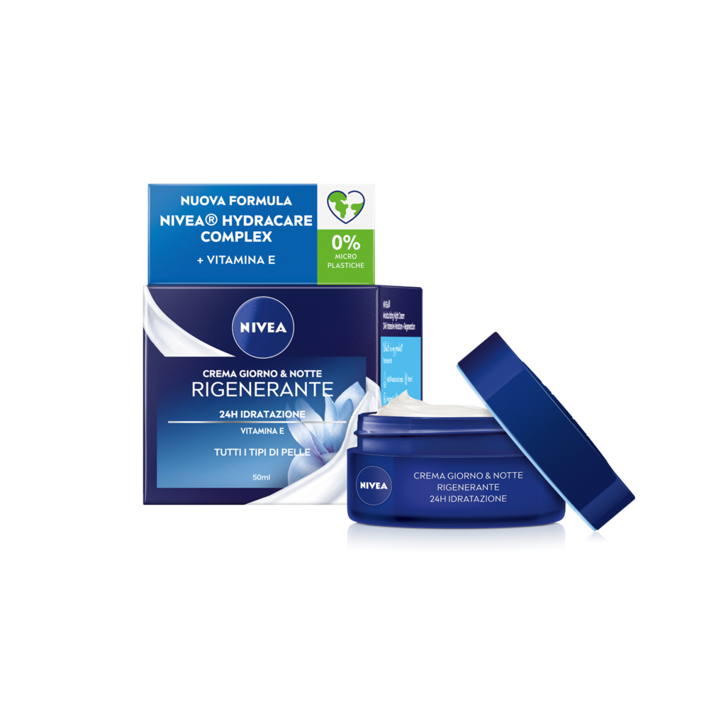Nivea Crema Giorno & Notte Rigenerante 50 ml, Crema viso nutriente con Vitamina E e Provitamina B5