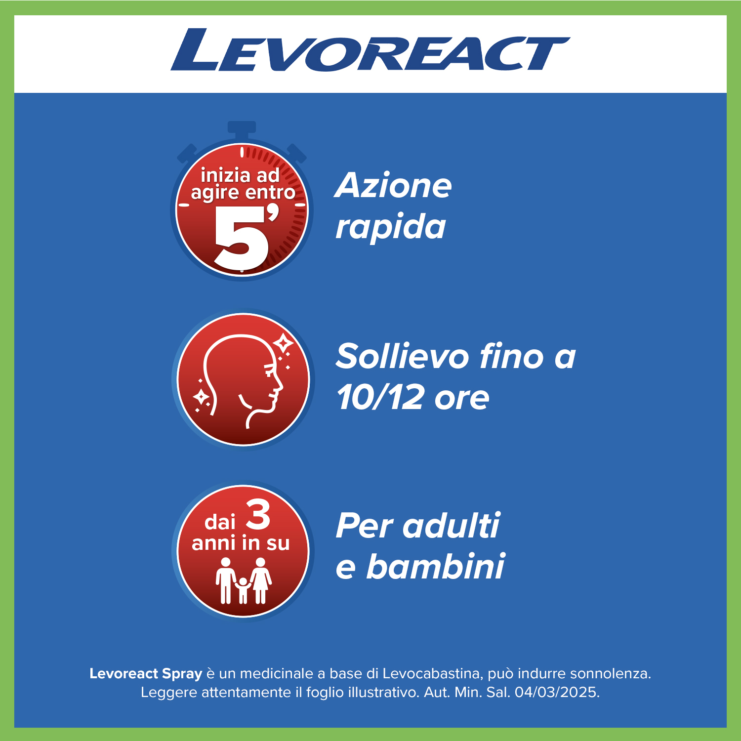 Levoreact Spray Nasale Antistaminico per Allergia Riniti Allergiche e Naso che Cola