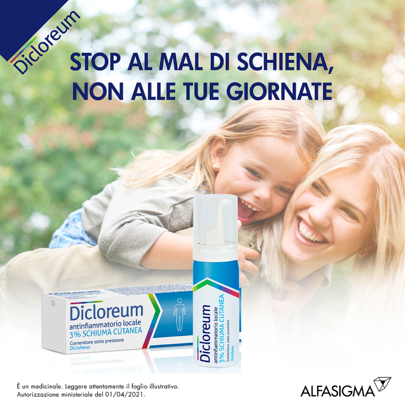 Dicloreum Antinfiammatorio Locale 3% per dolori muscolari e dolori articolari - Schiuma Cutanea 50 g
