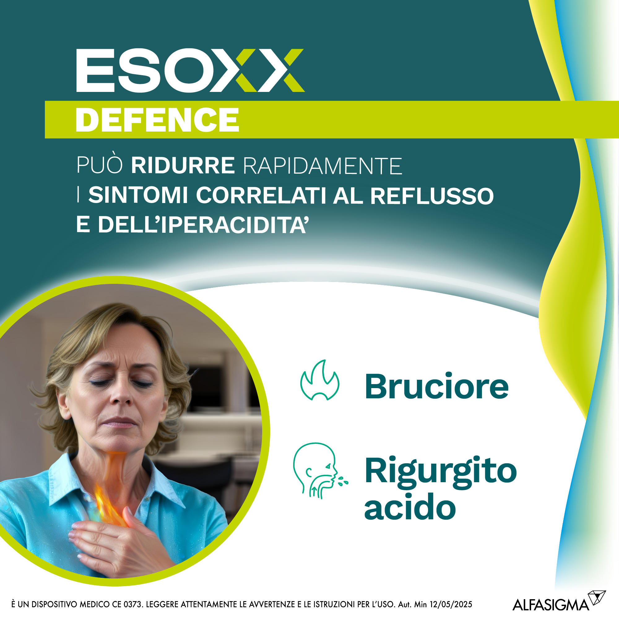 Esoxx Defence - dispositivo medico per sintomi da reflusso gastro esofageo, utile in caso di bruciore di stomaco -  20 compresse masticabili