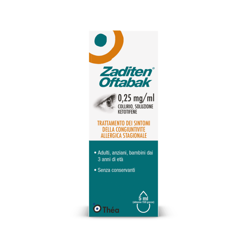 Zaditen Oftabak Collirio 0,25 mg/ml Ketotifene Flacone 5 mL