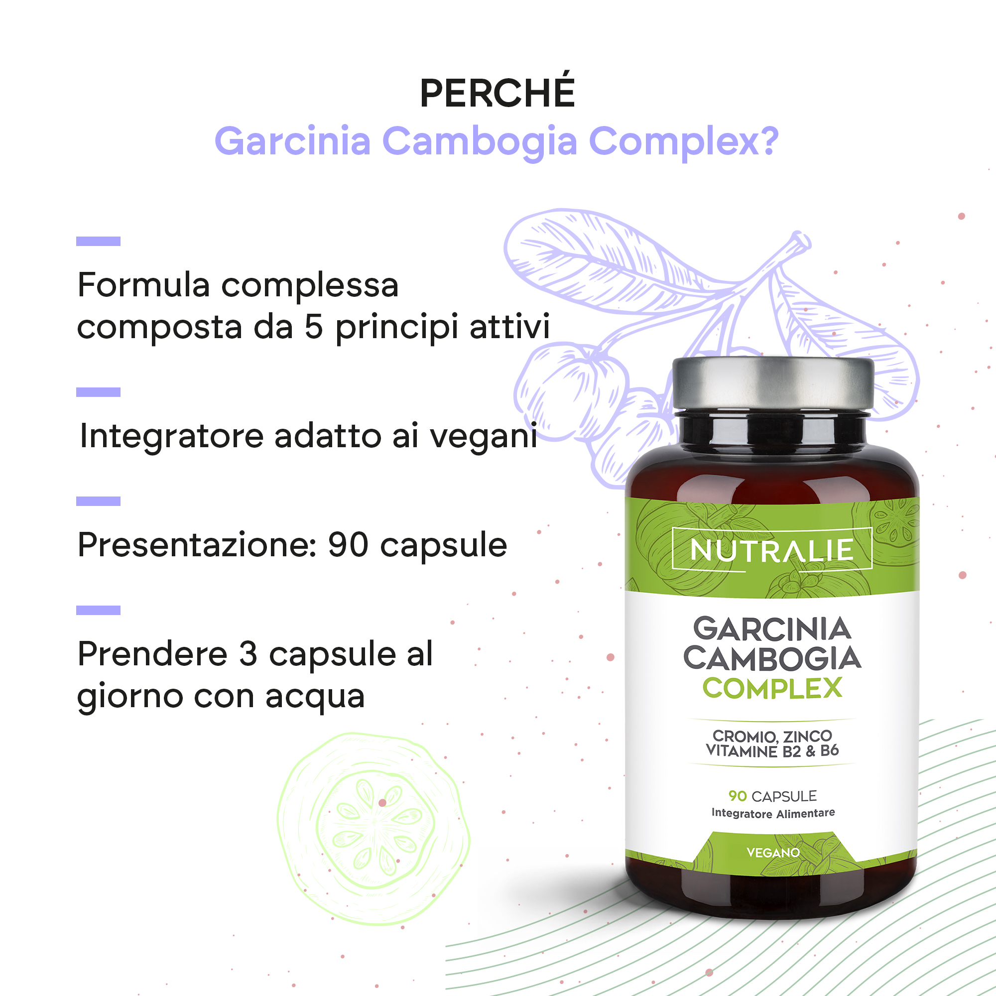 Nutralie Garcinia Cambogia Complex 90 Capsule - Integratore Per Il Metabolismo Dei Carboidrati