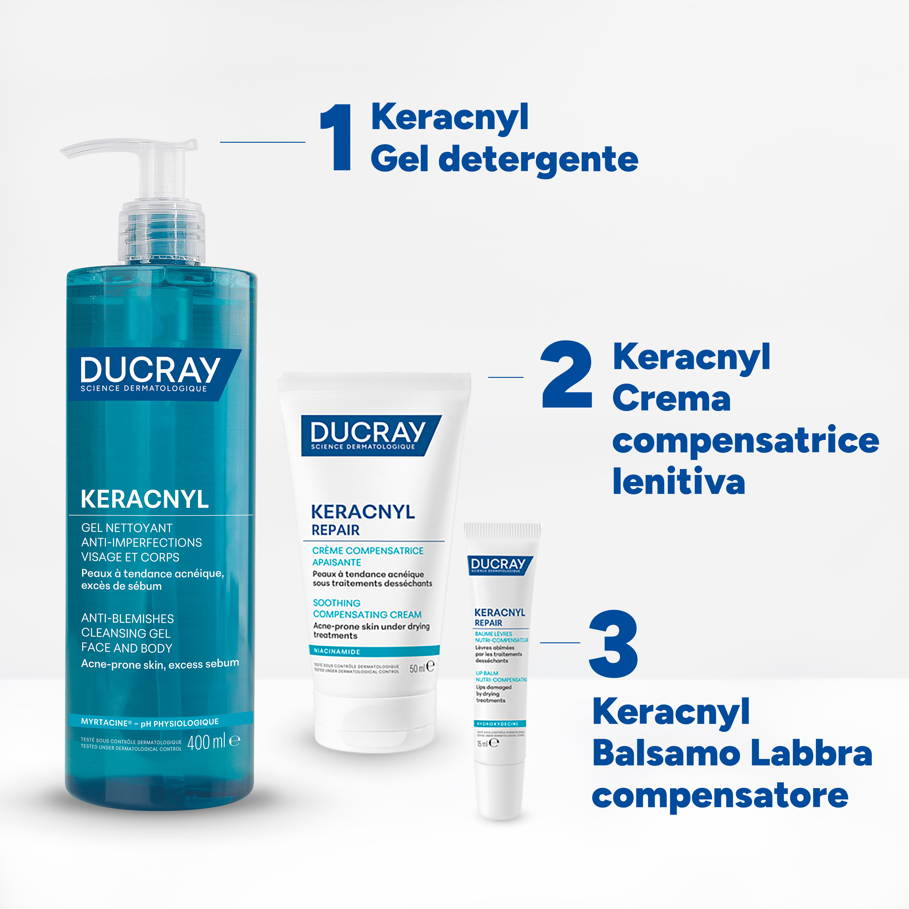 Ducray Keracnyl Repair - Crema Compensatrice Lenitiva Per Pelle Acneica 50 ml