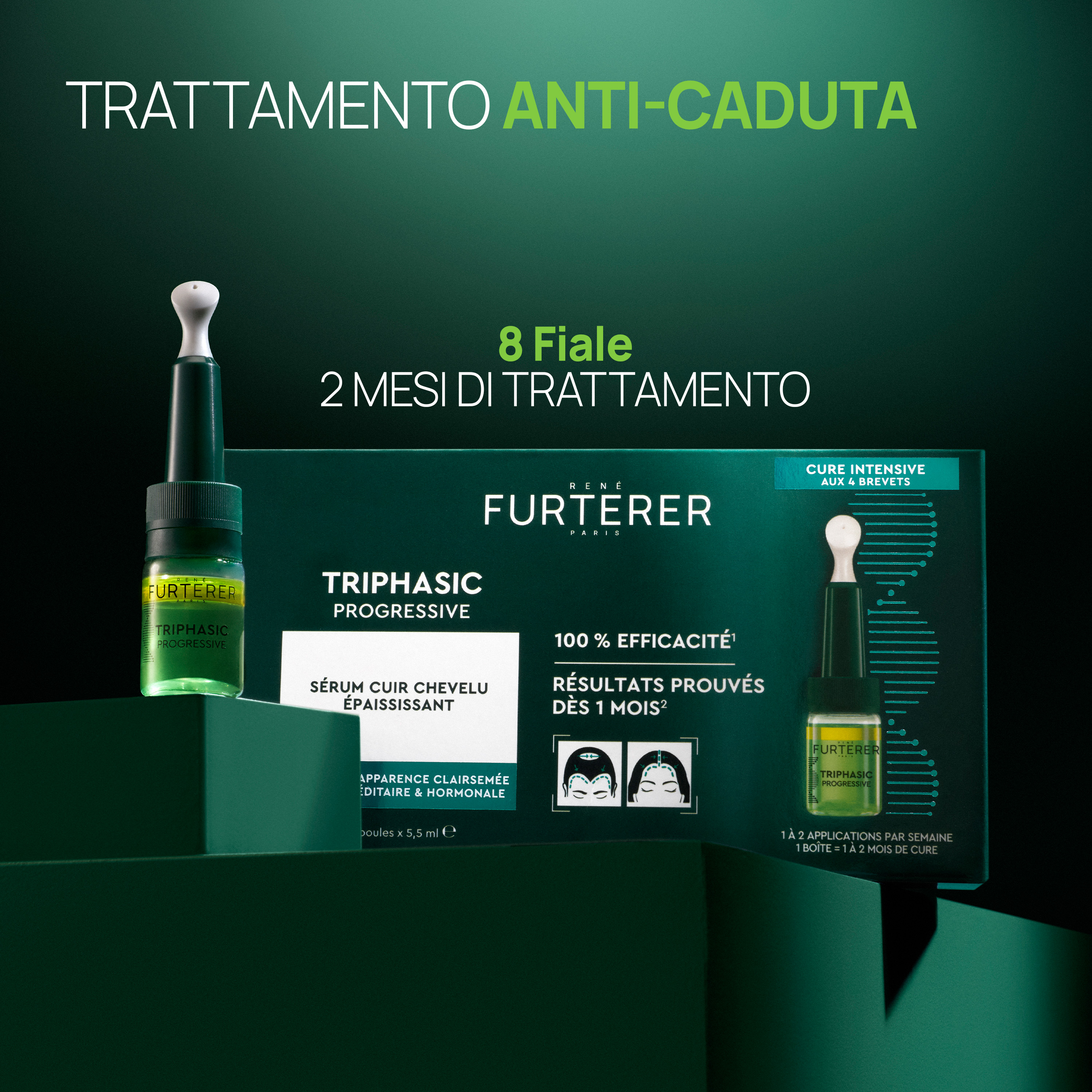 Rene Furterer Triphasic Progressive - Trattamento Anticaduta Longevità & Densità 8 Fiale