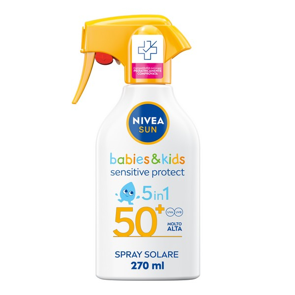 Nivea Sun Spray Solare Kids Sensitive Protect FP50+ 270 ml, Crema solare per bambini e neonati