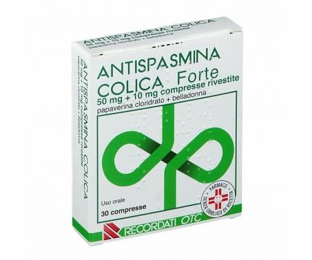 Antispasmina Colica Forte 50mg + 10mg Papaverina Belladonna 30 Compresse