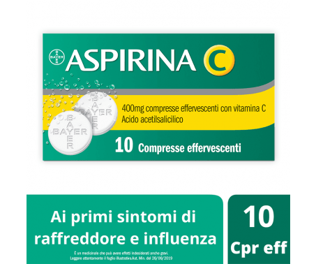 Aspirina C - 400 mg di Acido Acetilsalicilico + 240 mg di Vitamina C - 10 Compresse Effervescenti