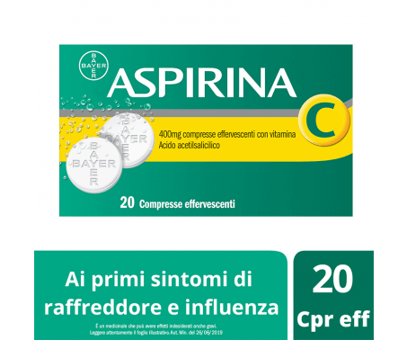 Aspirina C - 400 mg di Acido Acetilsalicilico + 240 mg di Vitamina C - 20 compresse effervescenti