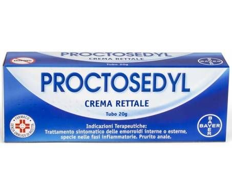 Proctosedyl Crema Rettale, Trattamento Sintomatico Emorroidi e Prurito Anale, Con Idrocortisone Acetato, Tubo da 20 gr