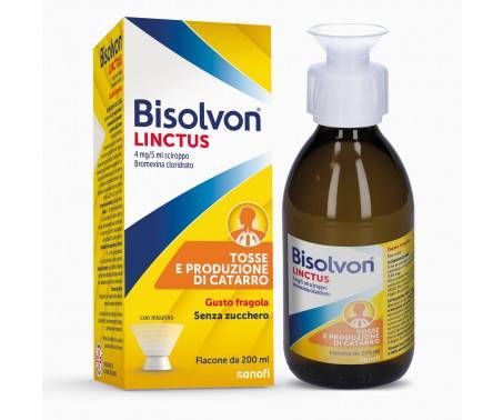 Bisolvon Linctus - Sciroppo per la tosse grassa dei bambini - aroma fragola - 200 ml