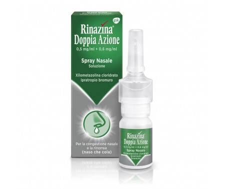 Rinazina Doppia Azione Spray Nasale Decongestionate Libera il Naso Chiuso Raffreddore 10 ml