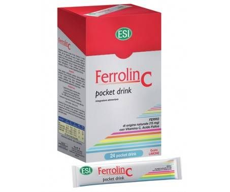 ESI Ferrolin C Pocket Drink Integratore Ferro 24 Bustine