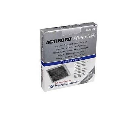 Actisorb Silver 220 medicazione in carbone attivo con argento 10,5x10,5cm 3 pezzi