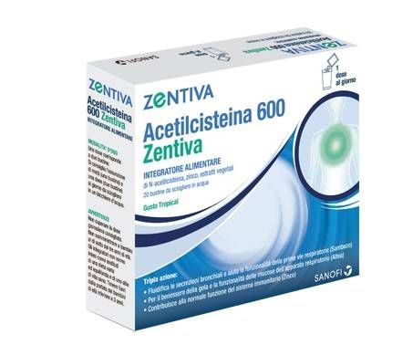 Acetilcisteina 600 Zentiva - Gusto tropical - 10 bustine duocam