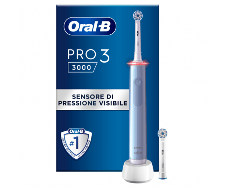 Oral-B Spazzolino Elettrico Ricaricabile Pro 3 3000 Blu, 2 Testine, 1  Spazzolino