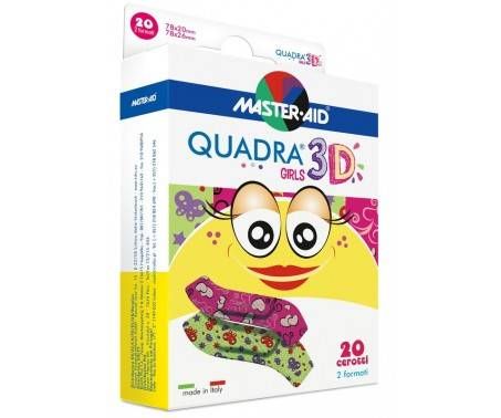 Master Aid Quadra 3D Girls Cerotti Assortiti TNT Colorati Resistenti 20 Pezzi