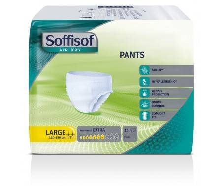 Soffisof Air Dry Pants Extra - Mutandina assorbente per incontinenza - Taglia Large - 14 pezzi