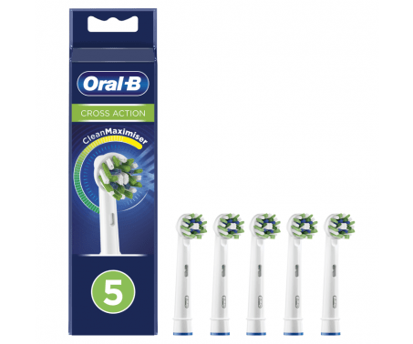 Oral-B CrossAction Testine Di Ricambio Con Tecnologia CleanMaximiser,  Confezione Da 5 Pezzi