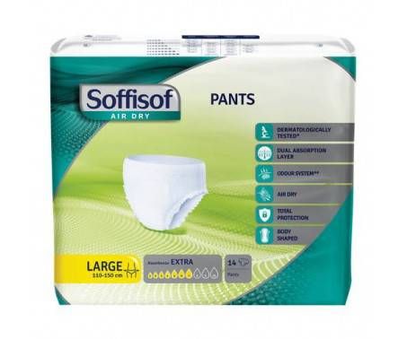 Soffisof Air Dry Pants Extra - Mutandina assorbente per incontinenza - Taglia Large - 14 pezzi
