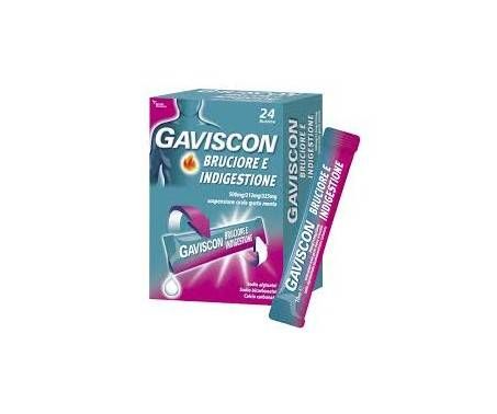GAVISCON BRUCIORE&INDIGESTIONE 24 BUSTINE 10ML contro sintomi del reflusso gastroesofageo, indigestione, bruciore e acidità di stomaco 