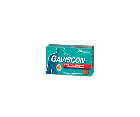 GAVISCON 24 CPR FRAGOLA - 250MG +133,5 MG contro sintomi del reflusso gastroesofageo, bruciore e acidità di stomaco