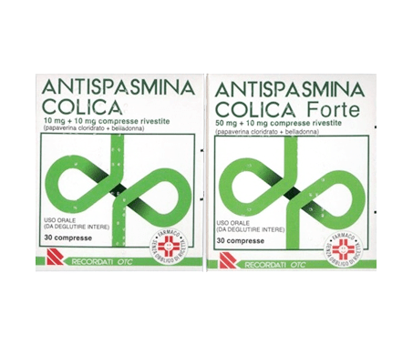 Antispasmina Colica Forte 50mg + 10mg Papaverina Belladonna 30 Compresse